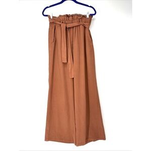 Thread & Supply Paperbag Wide Leg Pants Large Brown Palazzo Flowy Beachy Casual